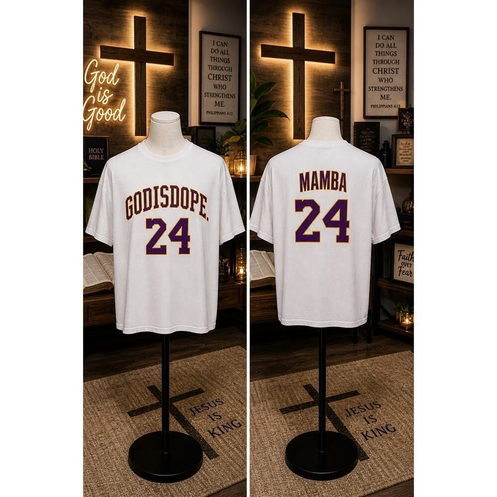 God Is Dope 24 Mamba Kobe Style Tee White Size L Faith Graphic Shirt